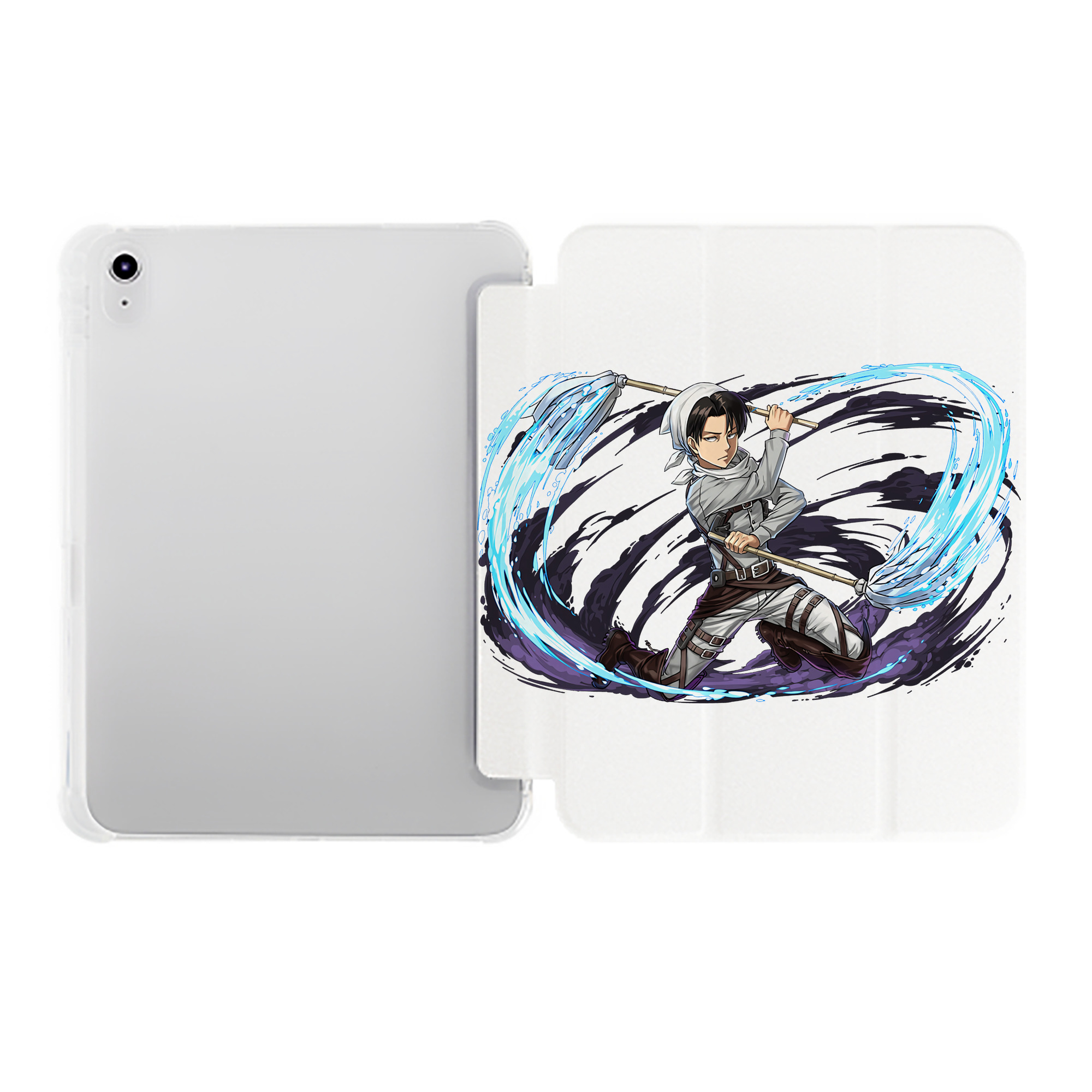 （画像用） 進撃の巨人 リヴァイ·アッカーマン Attack on Titan Levi Ackerman IPad ケース ペン収納付き 三つ折りスタンド PUレザー×シリコン 対応機種9.5/10.5/10.9インチ